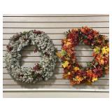Christmas items including wreaths, miniature