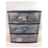 Craft supplies including stamp ink pads, purse