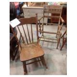 vintage wooden rocker and side chair (no seat)