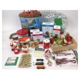 Christmas items including lights, gift cards,