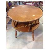 Two-tier round end table 26x28", has surface wear
