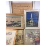 Vintage frames, some with interior art, variety