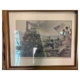 Vintage framed 1st locomotive in America