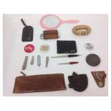 Sharpening stone, Wallets, key keeper, mirror,