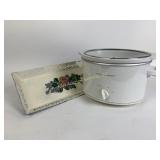Hamilton Beach crook pot, hand painted metal tray