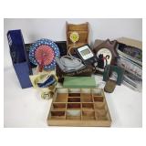 Pieces of clear glass, blood pressure cuff,