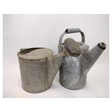 Two Vintage Watering Cans - one missing spout