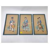 Framed cut outs of drummer boy, qty 3