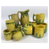 Ceramic corn pitchers & mugs - small pitcher with