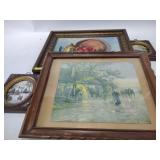 Framed art, wooden, vintage, different sizes,