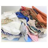 Tablecloth, woven placemat, fabric remnants,