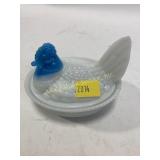 Vintage Milk Glass Rooster Dish
