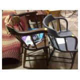 Wood chair, one painted, scratches, wear