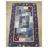 Hook rug, small amount of fraying, will require