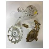 Victorian metal oil lamp holders