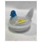 Vintage Milk Glass Rooster Dish
