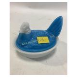 Vintage Milk Glass Rooster Dish