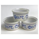 Vintage Kahla, blue onion ramekins, German, qty 3