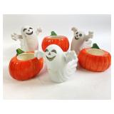 Ghost and pumpkin planters