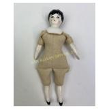 Vintage porcelain doll with Cloth body, miniature