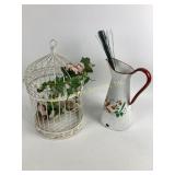 Decorative Metal Bird Cage, Enameled Pot made in