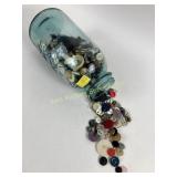 One Qt Ball Jar filled with buttons
