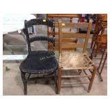 Chairs, one cane bottom,, - rough condition, paint