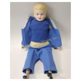 Doll, vintage, man, possibly bisque, measures
