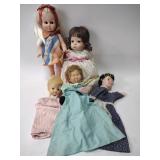 Vintage dolls, variety, hand puppet handmade