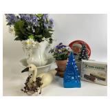 Artificial flowers, wooden goose, Christmas