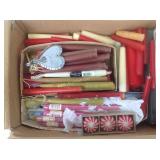 Assorted Candles, Copper Tray, Stained Glass