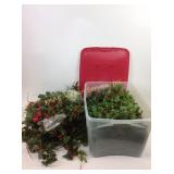 Christmas greenery, storage tote