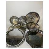 Silverplate trays, compote