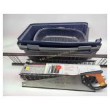 Pet carrying cage, mitre saw, closet rods and