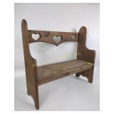 Small wooden heart decorative bench