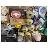 Blenders, toaster, ceiling light, clown dolls,