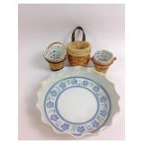 Longaberger  baskets,  ceramic pastry tray
