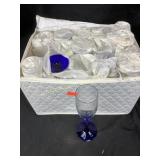 Cobalt blue stem ware, multiple pieces