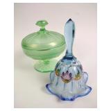 Fenton art glass, Bell artist signed B.