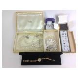 Costume jewelry: crystal necklaces, earrings,