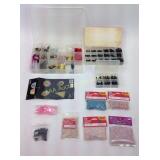 Crafting supplies, jewelry making, string, beets,