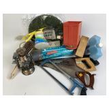 Misc Shop Supplies including Hand Saws, Carpet