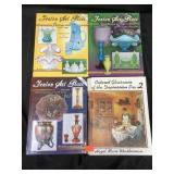 Books, colored glassware of the depression era