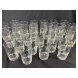 Drinking glasses, etched, set of 21 and set of 4