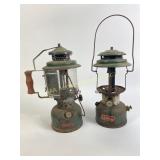 Vintage Coleman lanterns model 220F and 220E,