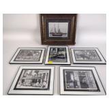 Framed photographs of New York City (5) and