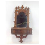 Walnut shaving wall mirror with box, item