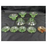 Cambridge green glassware incl. Georgian bowls