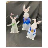 Easter decorations, frosted glass bunny rabbits,