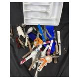 Miscellaneous kitchen utensils, knife sharpener